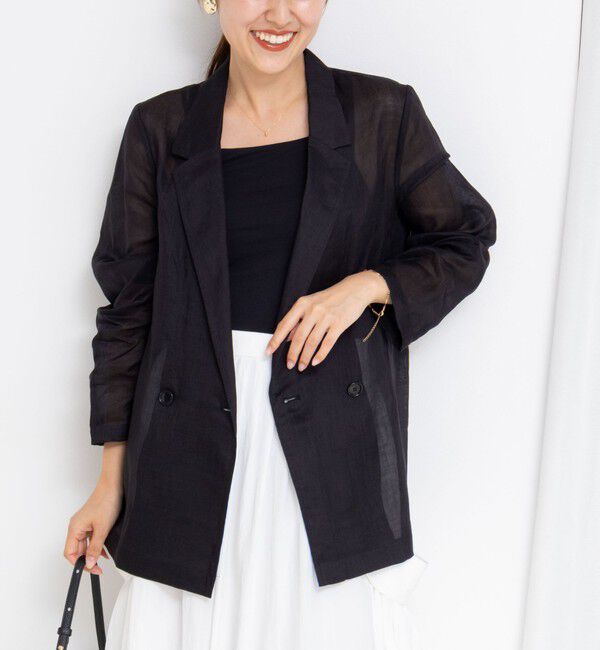 NOLLEY'S「ウォッシャブルシアーラミーダブルジャケット」|テーラードジャケット|ブラック