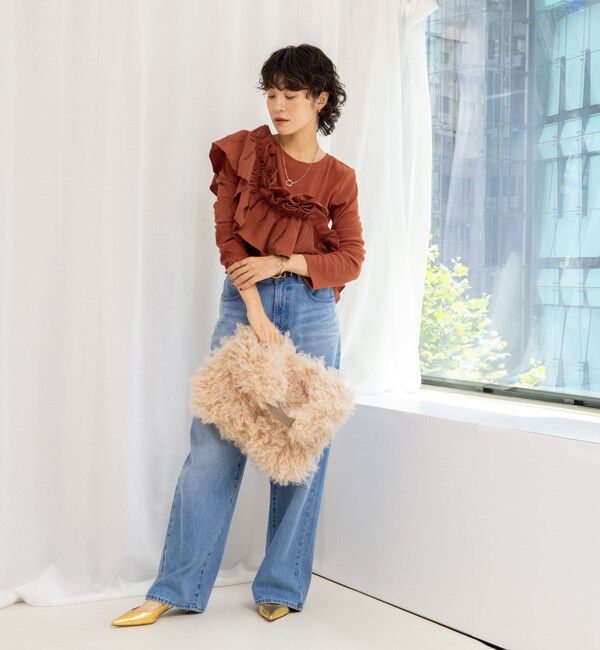 Rie Miller「3WAYリブフリルロンT」|Tシャツ・カットソー|