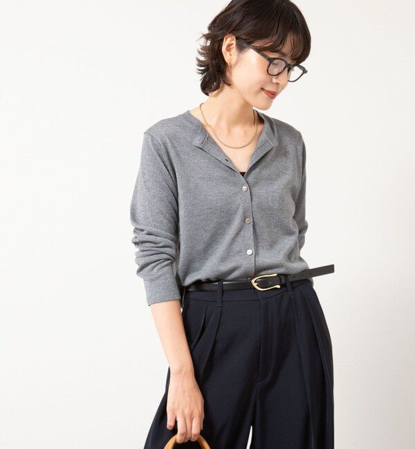 NOLLEY'S sophi「《アンサンブル対応》《手洗い可能》W混ラメクルーネックカーディガン」|カーディガン|