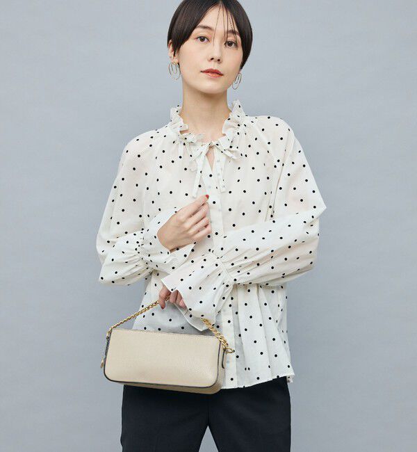 NOLLEY'S sophi「ドットフロッキーフリルネックブラウス」|シャツ・ブラウス|