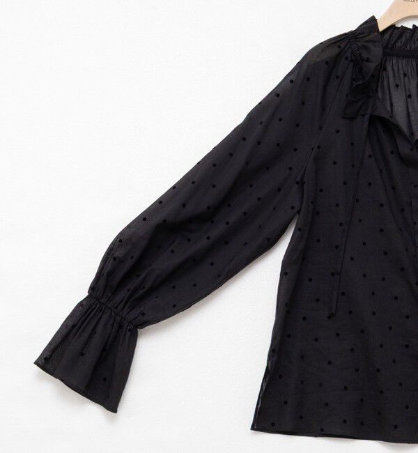 NOLLEY'S sophi「ドットフロッキーフリルネックブラウス」|シャツ・ブラウス|