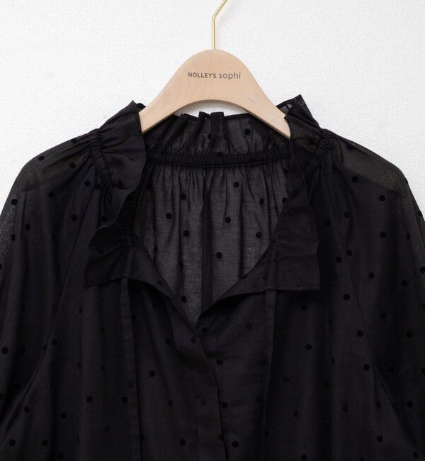 NOLLEY'S sophi「ドットフロッキーフリルネックブラウス」|シャツ・ブラウス|