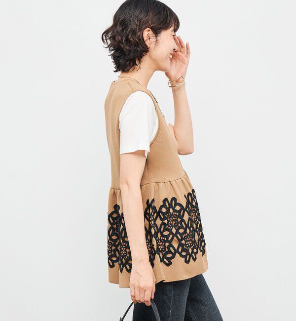 NOLLEY'S「レース付きペプラムベスト」|ベスト・ジレ|