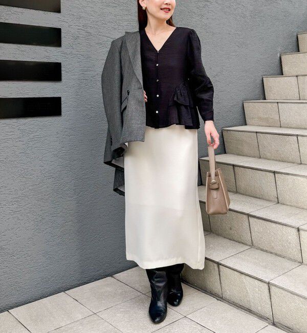 NOLLEY'S sophi「《セットアップ対応》ウォッシャブルダブルサテンイージースカート」|タイト|