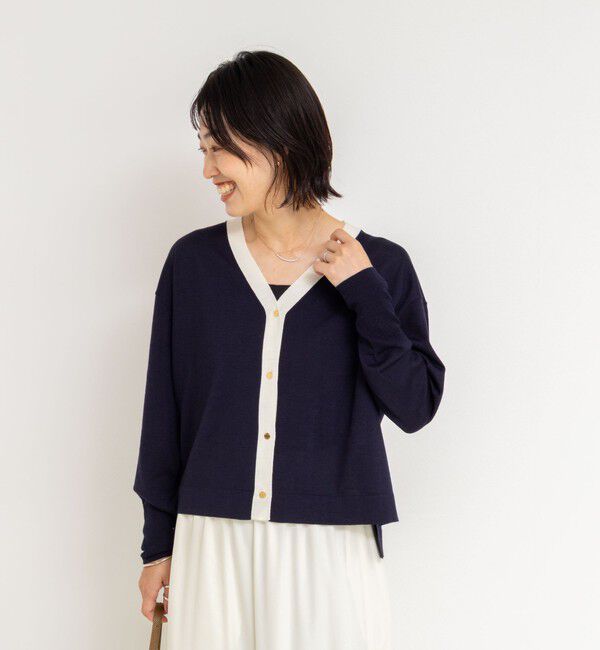 NOLLEY'S「《手洗い可能》《アンサンブル対応》18G天竺ゆったりVネックカーディガン」|カーディガン|