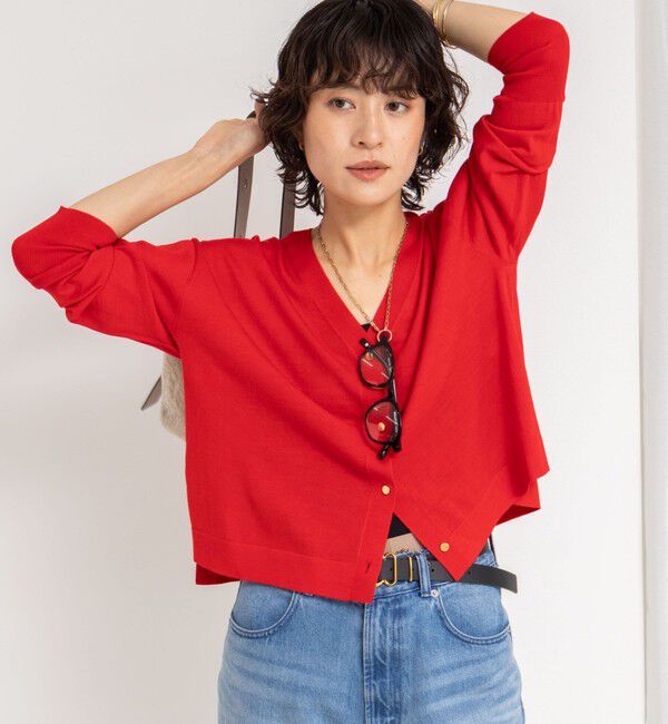 NOLLEY'S「《手洗い可能》《アンサンブル対応》18G天竺ゆったりVネックカーディガン」|カーディガン|