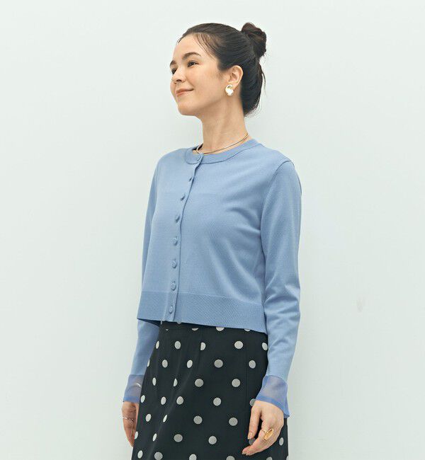 NOLLEY'S「《手洗い可能》くるみ釦シアークルーネックカーディガン」|カーディガン|