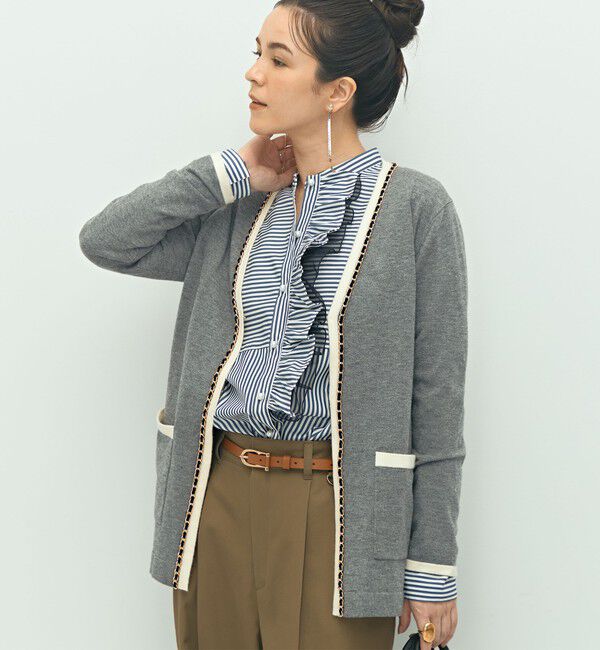 NOLLEY'S「チェーンブレード長めVネックカーディガン」|カーディガン|