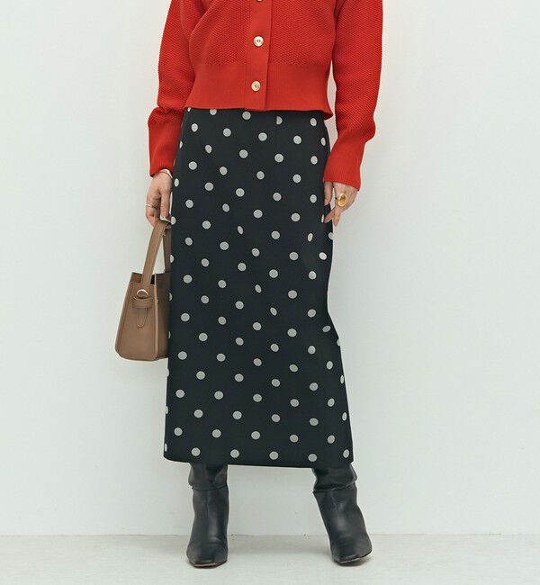 NOLLEY'S「ウォッシャブルストレッチドットジャガードタイトスカート」|タイト|
