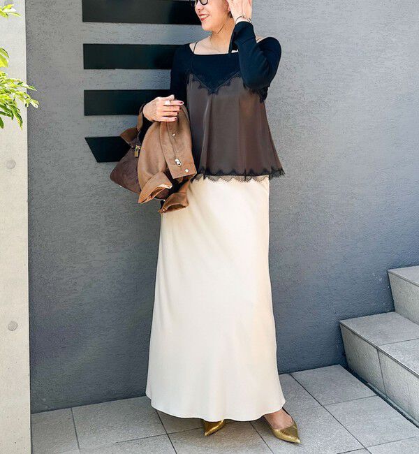 NOLLEY'S sophi「《セットアップ対応》ウォッシャブルフィブリルサテンナロースカート」|スカート|