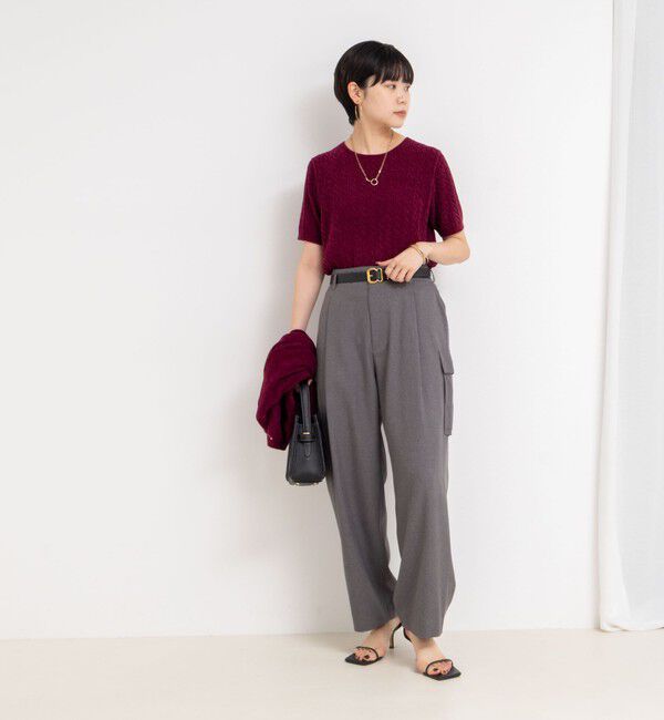 Rie Miller「《手洗い可能》《アンサンブル対応》モールヤーンミニケーブルプルオーバーニット」|ニット・セーター|