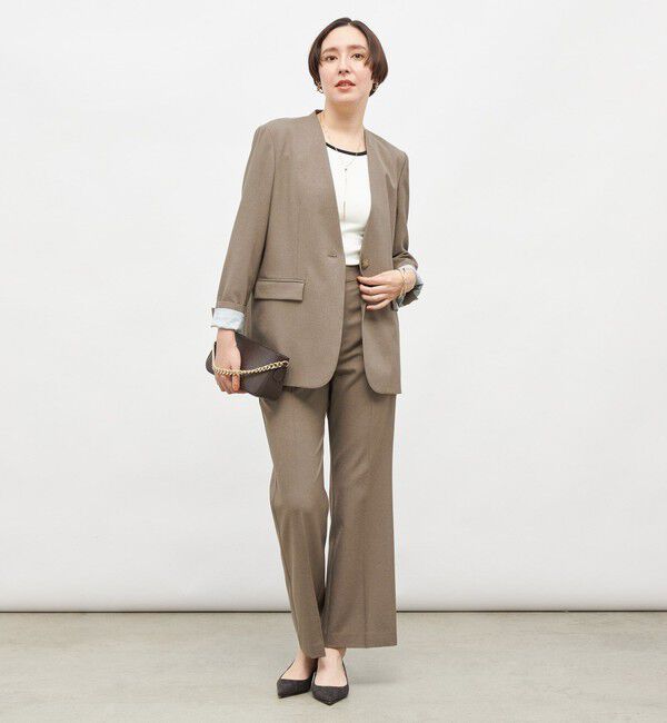 NOLLEY'S sophi「【WEB STAFF守屋☆別注】《セットアップ対応》ウォッシャブルソフトシャンブレーノーカラージャケット」|ノーカラージャケット|