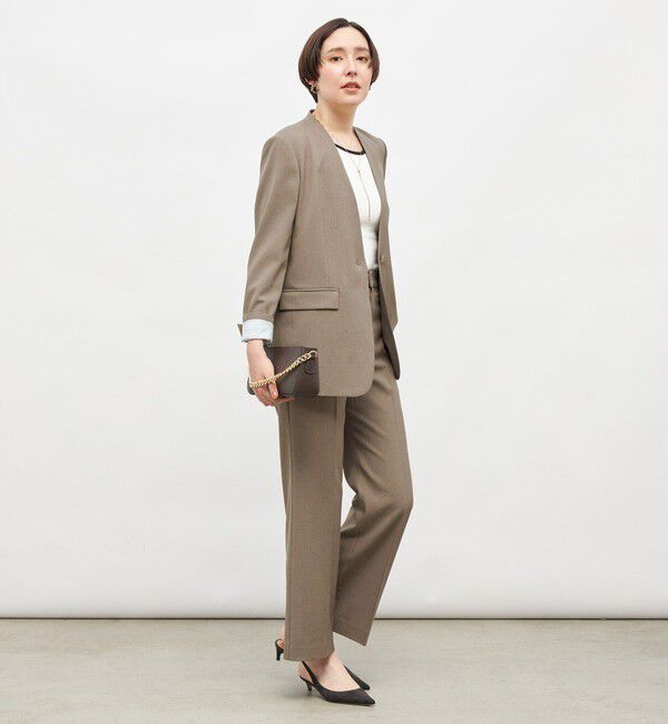 NOLLEY'S sophi「【WEB STAFF守屋☆別注】《セットアップ対応》ウォッシャブルソフトシャンブレーノーカラージャケット」|ノーカラージャケット|