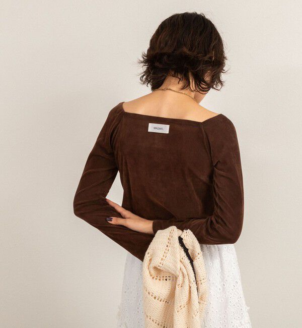 MAQWEL「【MAQWEL/マクウェル】ウォッシャブルベロアレイヤードトップス」|Tシャツ・カットソー|