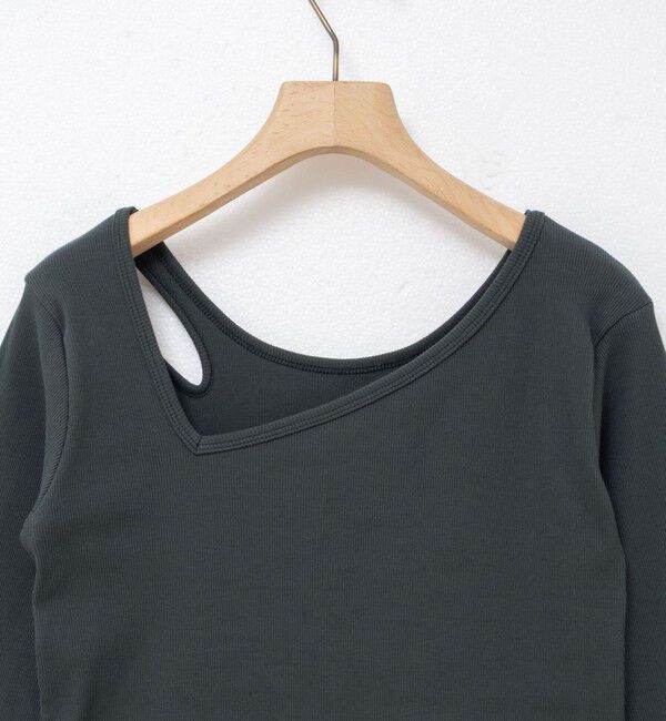 Rie Miller「ウォッシャブルリブカットアウト2WAYロンT」|Tシャツ・カットソー|