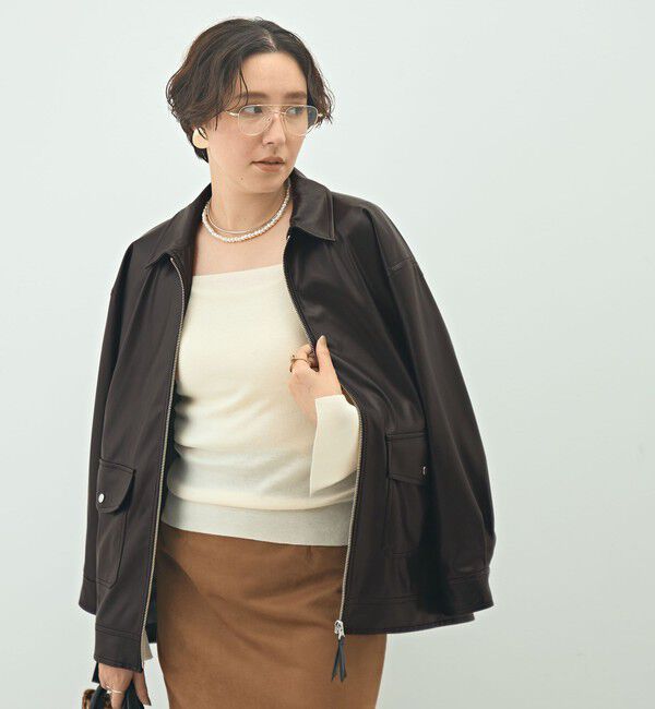 NOLLEY'S sophi「《セットアップ対応》ウォッシャブルフェイクレザーブルゾン」|ブルゾン・スタジャン|