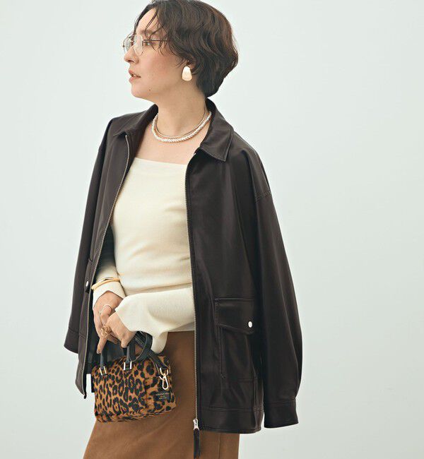 NOLLEY'S sophi「《セットアップ対応》ウォッシャブルフェイクレザーブルゾン」|ブルゾン・スタジャン|