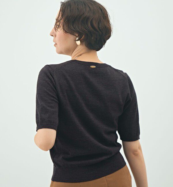 NOLLEY'S sophi「《アンサンブル対応》《手洗い可能》ウール100％5分袖プルオーバーニット」|ニット・セーター|