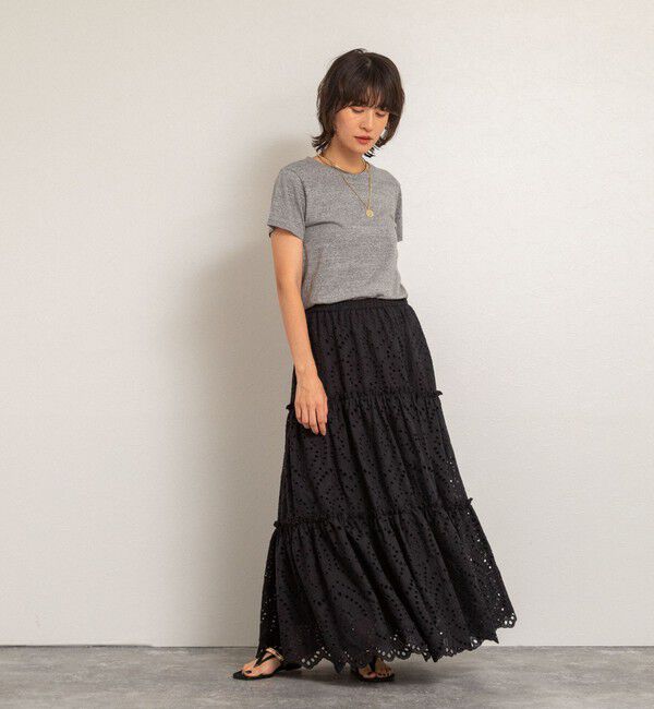 MAQWEL「【MAQWEL/マクウェル】《セットアップ対応》ウォッシャブルエンブロイダリーレーススカート」|スカート|