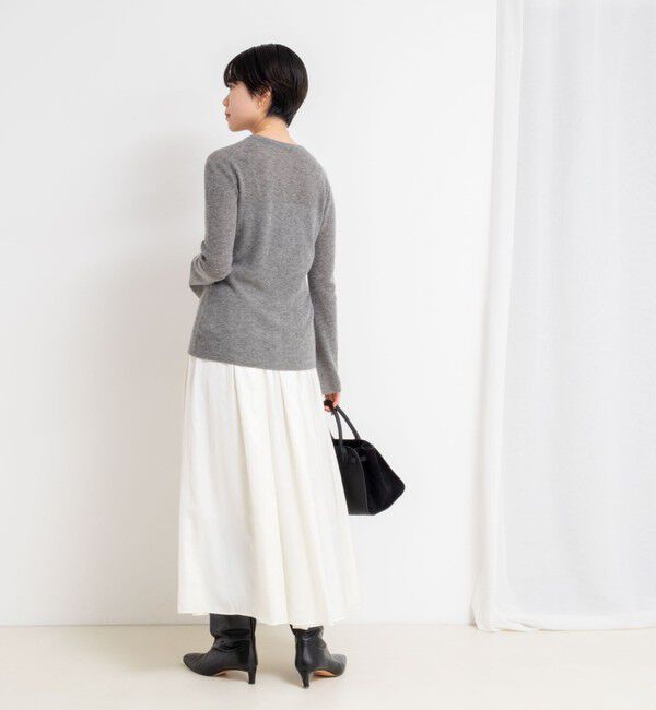 NOLLEY'S sophi「カシミヤ混ガーゼ風リブクルーネックミディ丈カーディガン」|カーディガン|