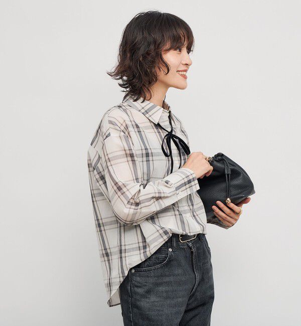 NOLLEY'S「ウォッシャブルリボン付きチェックシャツ」|シャツ・ブラウス|