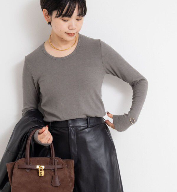 NOLLEY'S sophi「ウォッシャブルベアテレコUネックロンT＜エンジェルウール使用＞」|Tシャツ・カットソー|