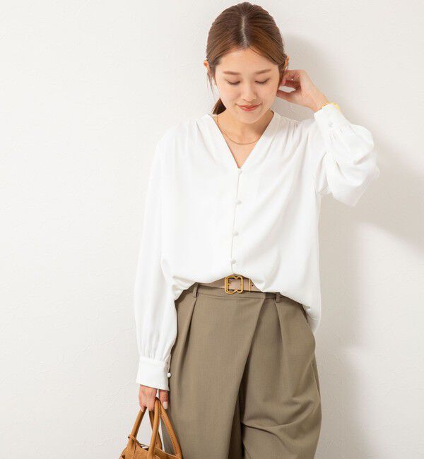 NOLLEY'S sophi「ウォッシャブルジョーゼットVネックブラウス」|シャツ・ブラウス|
