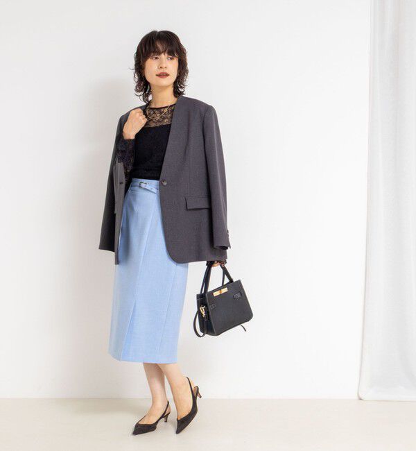 NOLLEY'S sophi「ウォッシャブルベルト付きラップ風タイトスカート」|タイト|