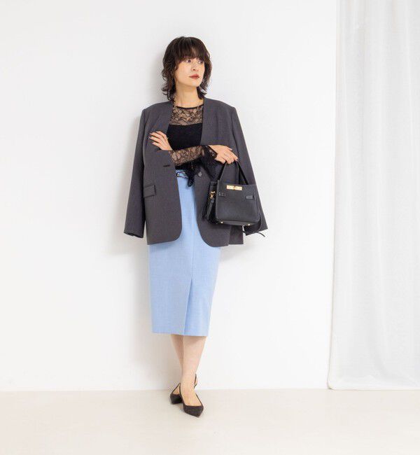 NOLLEY'S sophi「ウォッシャブルベルト付きラップ風タイトスカート」|タイト|