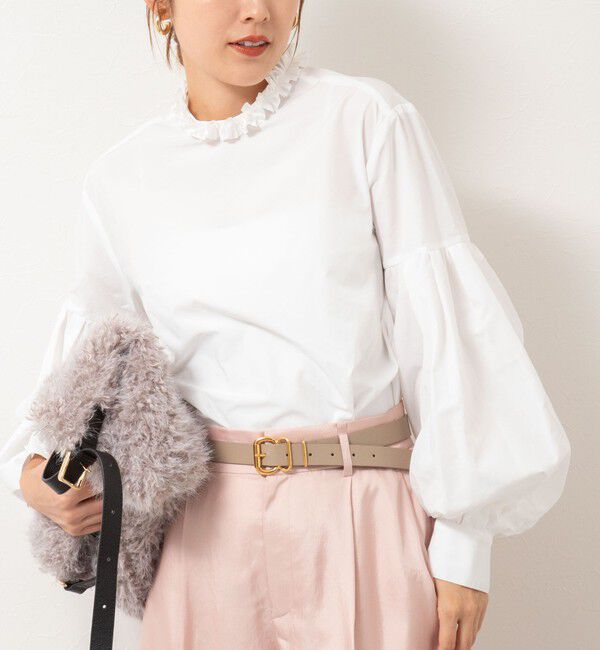 NOLLEY'S「【MARILYN MOON/マリリーンムーン】タックフリルボリュームブラウス」|シャツ・ブラウス|ホワイト