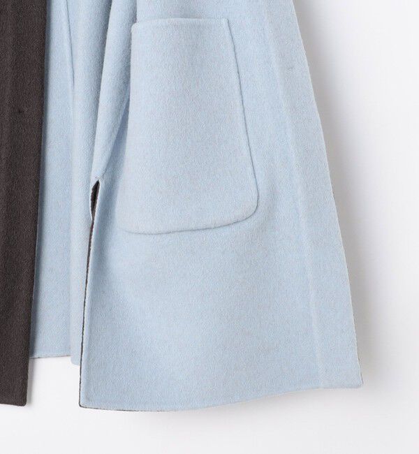 NOLLEY'S「バイカラーリバーコート」|ノーカラーコート|