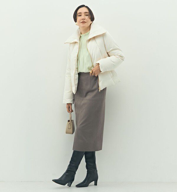 NOLLEY'S「ウォッシャブルストレッチスエード切替タイトスカート」|タイト|