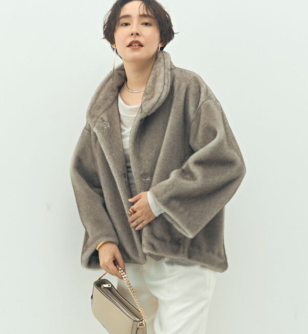 NOLLEY'S sophi「ECOPELフェイクファーショートコート」|その他|グレーベージュ