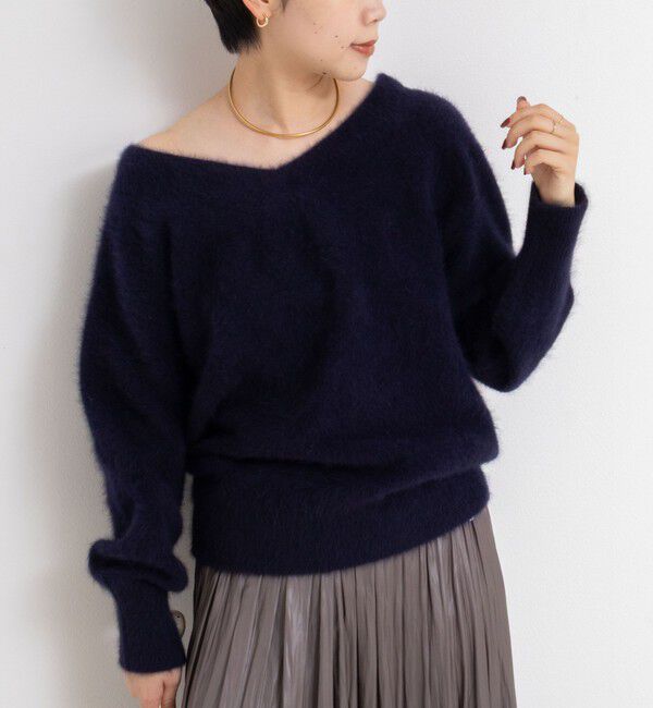 NOLLEY'S sophi「ヘアリー2WAYプルオーバーニット」|ニット・セーター|ダークネイビー
