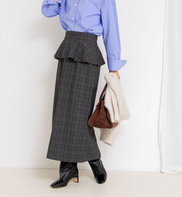 NOLLEY'S「ウォッシャブルペプラムタイトミディスカート」|タイト|