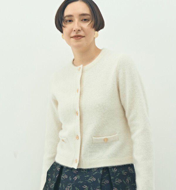 NOLLEY'S「ヘアリークルーネックニットジャケット」|カーディガン|