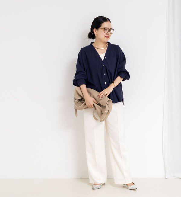 NOLLEY'S sophi「ウォッシャブルタイプライターVネック2WAYシャツ」|シャツ・ブラウス|