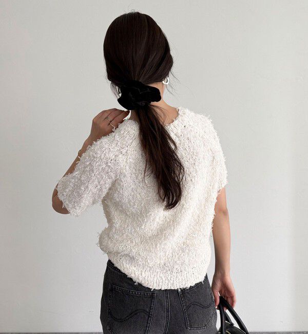 fredy emue「チュールテープ半袖ニットプルオーバー」|ニット・セーター|