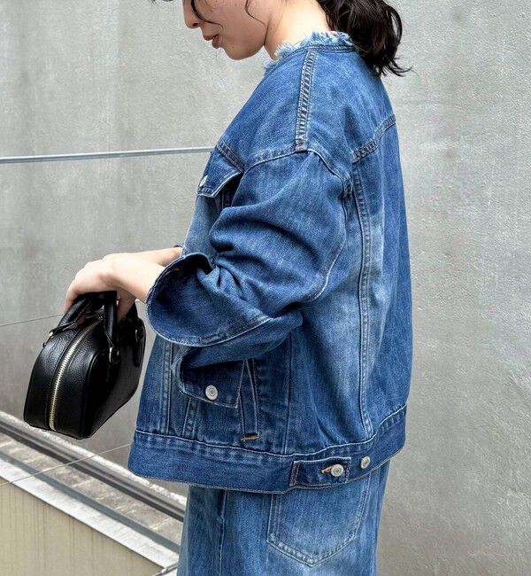 fredy emue「ノーカラーコンパクトデニムジャケット」|デニムジャケット|