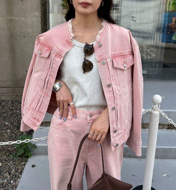 fredy emue「ノーカラーコンパクトデニムジャケット」|デニムジャケット|