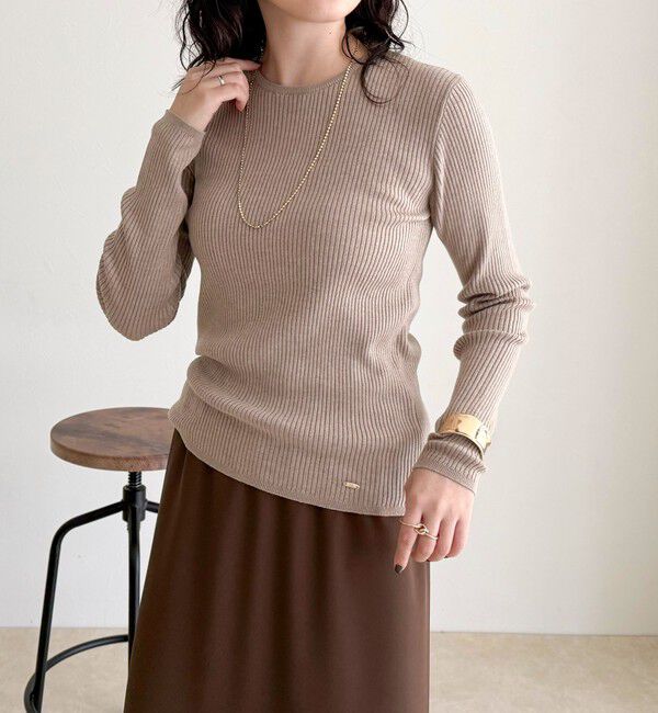 fredy emue「ウール混ベーシックリブニットプルオーバー」|ニット・セーター|ベージュ