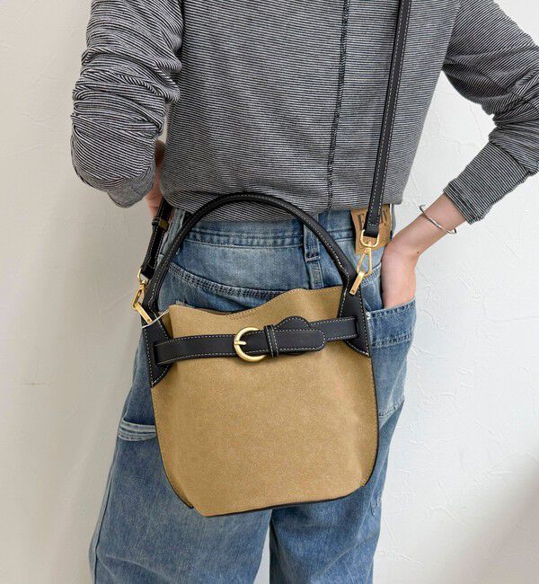 fredy emue「配色ベルトバケットバッグ」|ショルダー・メッセンジャー|ブラック系その他