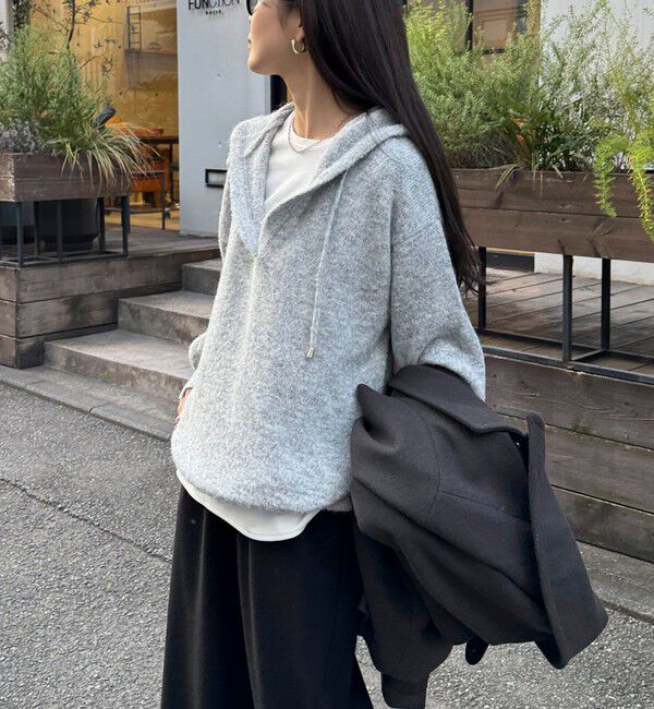 fredy emue「フード付きニットプルオーバー」|ニット・セーター|