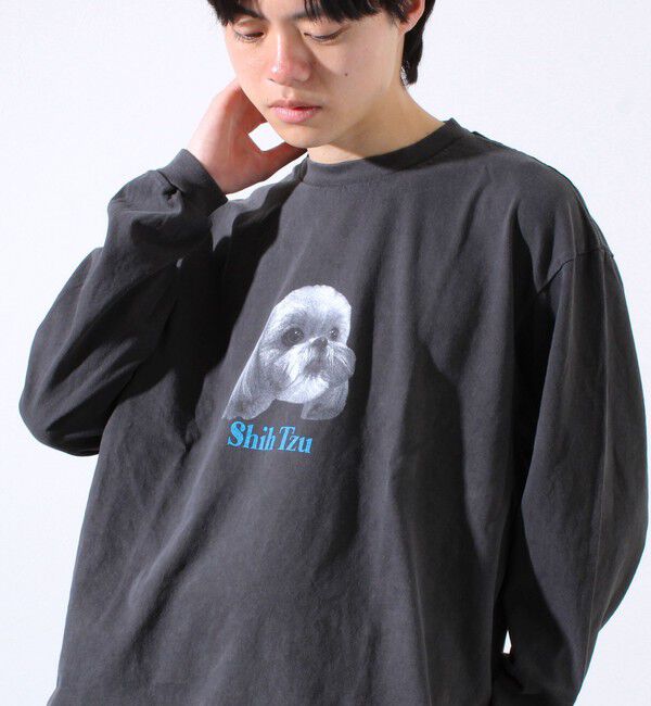 GLOSTER「【人気シリーズ】【DOG&CAT】犬猫ピグメント クルーネックロンT」|Tシャツ・カットソー|