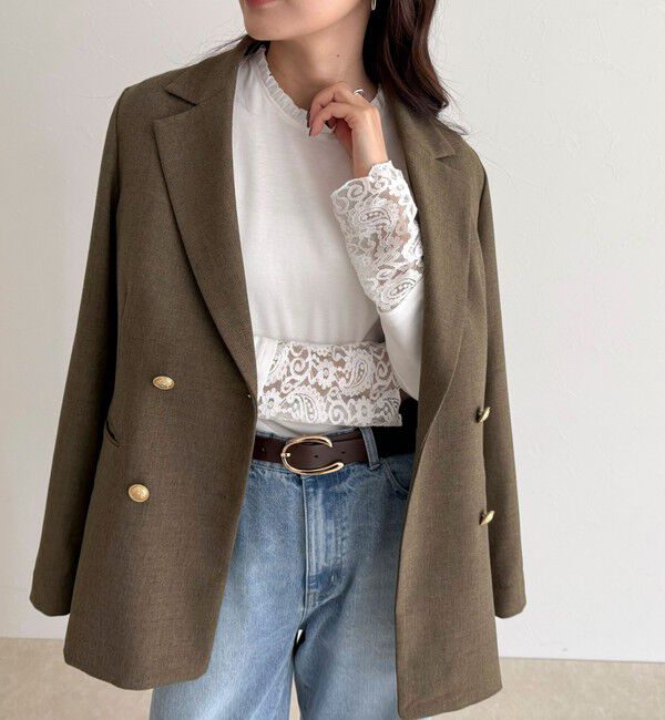 fredy emue「レーススリーブ衿フリルロンTシャツ」|Tシャツ・カットソー|