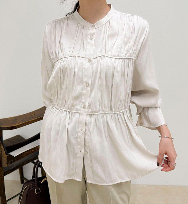 fredy emue「マイクロツイルサテンブラウス」|シャツ・ブラウス|