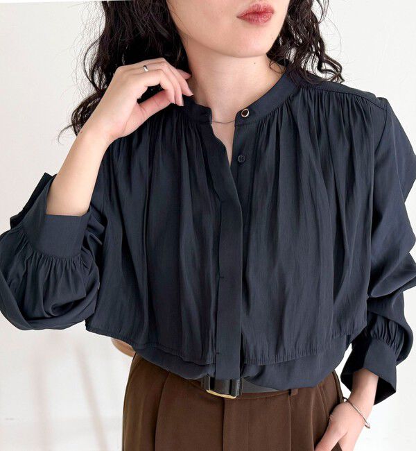 fredy emue「パウダーサテン前開きブラウス」|シャツ・ブラウス|