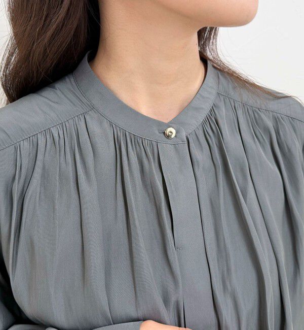 fredy emue「パウダーサテン前開きブラウス」|シャツ・ブラウス|