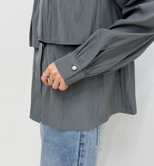 fredy emue「パウダーサテン前開きブラウス」|シャツ・ブラウス|