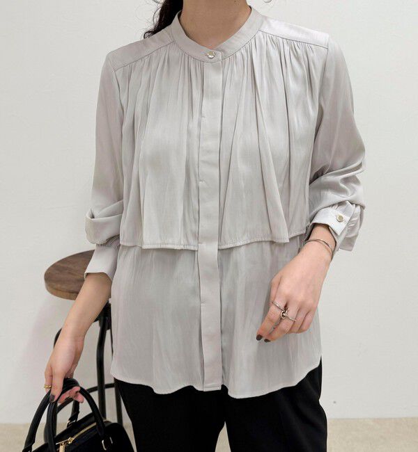 fredy emue「パウダーサテン前開きブラウス」|シャツ・ブラウス|
